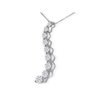 1/2ct Curve Style 9 Diamond Journey Pendant in 14k White Gold