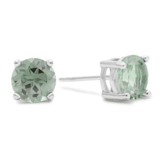 2ct Green Amethyst Earrings in Sterling Silver