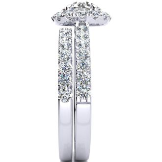 2 Carat Round Floating Halo Diamond Bridal Set in 14k White Gold. Our Most Popular 2ct Round Brilliant Bridal Set!