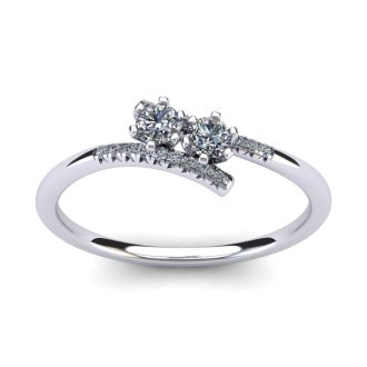 1/4 Carat Two Stone Diamond Ring In 14K White Gold