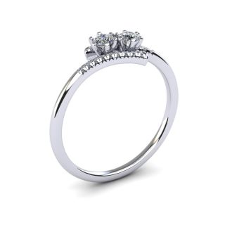 1/4 Carat Two Stone Diamond Ring In 14K White Gold