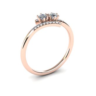 1/4 Carat Two Stone Diamond Ring In 14K Rose Gold 