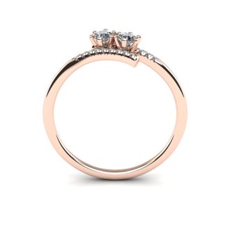 1/4 Carat Two Stone Diamond Ring In 14K Rose Gold 