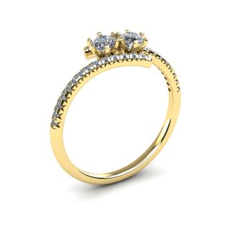 1/2 Carat Two Stone Diamond Ring In 14K Yellow Gold