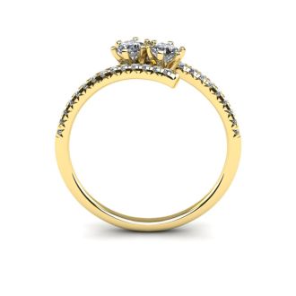 1/2 Carat Two Stone Diamond Ring In 14K Yellow Gold