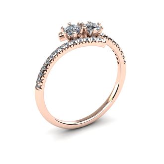 1/2 Carat Two Stone Diamond Ring In 14K Rose Gold
