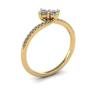1/4 Carat Two Stone Diamond Bonded Love Ring In 14K Yellow Gold