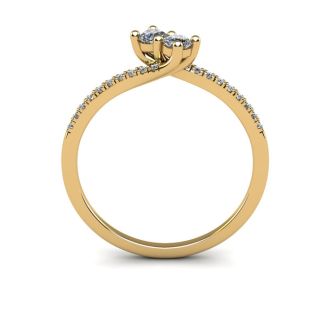 1/4 Carat Two Stone Diamond Bonded Love Ring In 14K Yellow Gold
