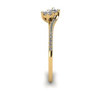 1/4 Carat Two Stone Diamond Bonded Love Ring In 14K Yellow Gold