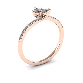 1/4 Carat Two Stone Diamond Bonded Love Ring In 14K Rose Gold