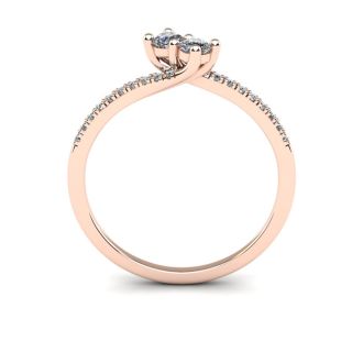 1/4 Carat Two Stone Diamond Bonded Love Ring In 14K Rose Gold