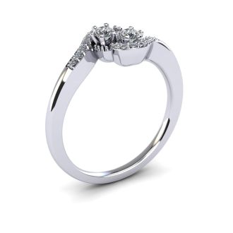1/4 Carat Two Stone Diamond Swirl Ring In 14K White Gold