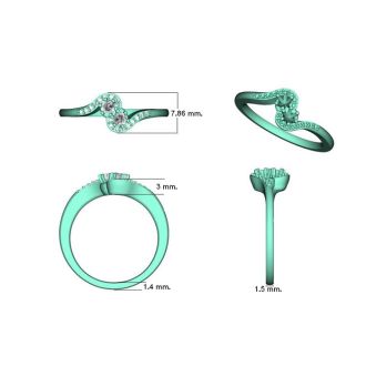 1/4 Carat Two Stone Diamond Swirl Ring In 14K White Gold