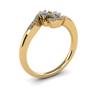1/4 Carat Two Stone Diamond Swirl Ring In 14K Yellow Gold