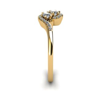 1/4 Carat Two Stone Diamond Swirl Ring In 14K Yellow Gold