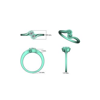 1/4 Carat Two Stone Diamond Swirl Ring In 14K Yellow Gold