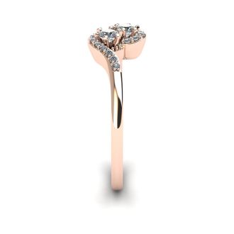 1/4 Carat Two Stone Diamond Swirl Ring In 14K Rose Gold
