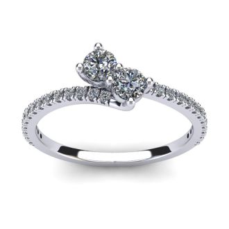 1/2 Carat Two Stone Diamond Bonded Love Ring In 14K White Gold