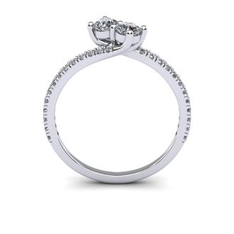 1/2 Carat Two Stone Diamond Bonded Love Ring In 14K White Gold