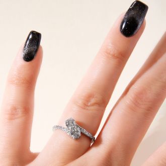 1/2 Carat Two Stone Diamond Bonded Love Ring In 14K White Gold