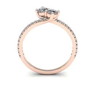 1/2 Carat Two Stone Diamond Bonded Love Ring In 14K Rose Gold