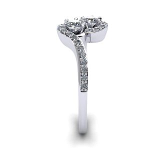 1/2 Carat Two Stone Diamond Swirl Ring In 14K White Gold