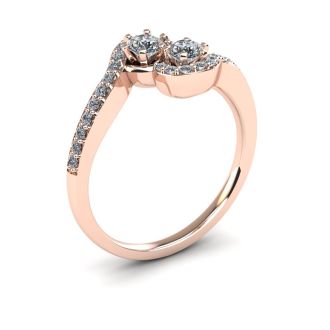 1/2 Carat Two Stone Diamond Swirl Ring In 14K Rose Gold