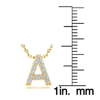 Letter A Diamond Initial Necklace In 14K Yellow Gold With 13 Diamonds