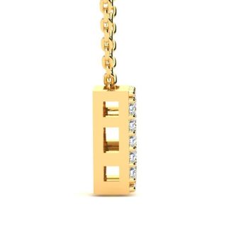 Letter B Diamond Initial Necklace In 14K Yellow Gold With 13 Diamonds