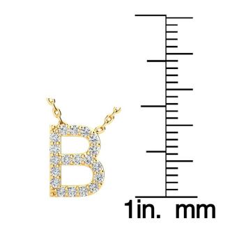 Letter B Diamond Initial Necklace In 14K Yellow Gold With 13 Diamonds