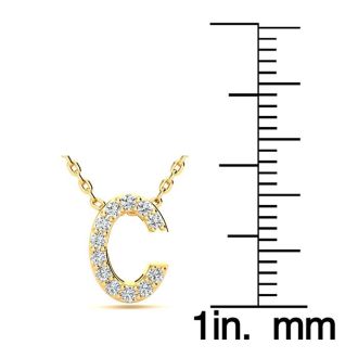 Letter C Diamond Initial Necklace In 14K Yellow Gold With 13 Diamonds