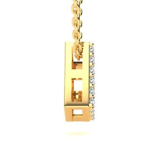 Letter D Diamond Initial Necklace In 14K Yellow Gold With 13 Diamonds