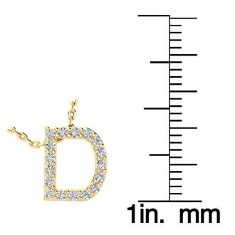 Letter D Diamond Initial Necklace In 14K Yellow Gold With 13 Diamonds