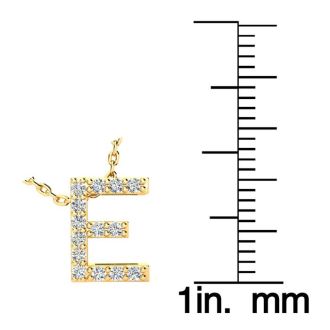 Letter E Diamond Initial Necklace In 14K Yellow Gold With 13 Diamonds