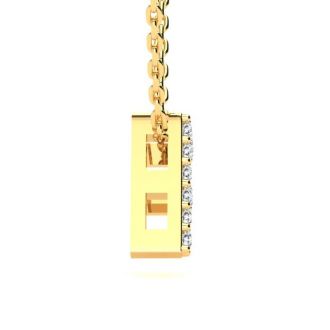 Letter F Diamond Initial Necklace In 14K Yellow Gold With 13 Diamonds