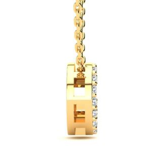 Letter G Diamond Initial Necklace In 14K Yellow Gold With 13 Diamonds