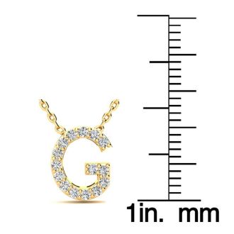 Letter G Diamond Initial Necklace In 14K Yellow Gold With 13 Diamonds