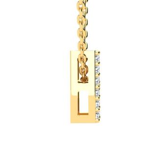 Letter H Diamond Initial Necklace In 14K Yellow Gold With 13 Diamonds