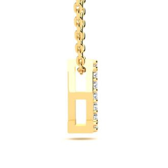 Letter I Diamond Initial Necklace In 14K Yellow Gold With 13 Diamonds