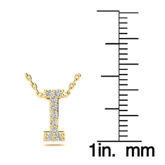 Letter I Diamond Initial Necklace In 14K Yellow Gold With 13 Diamonds