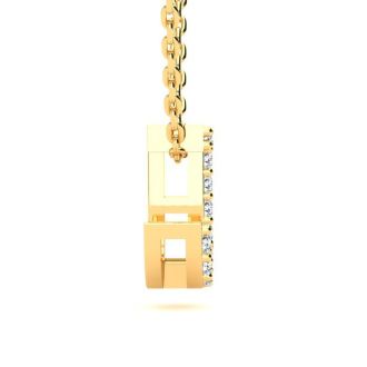 Letter J Diamond Initial Necklace In 14K Yellow Gold With 13 Diamonds