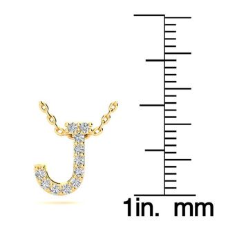 Letter J Diamond Initial Necklace In 14K Yellow Gold With 13 Diamonds