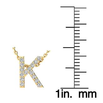 Letter K Diamond Initial Necklace In 14K Yellow Gold With 13 Diamonds