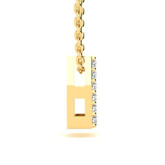 Letter L Diamond Initial Necklace In 14K Yellow Gold With 9 Diamonds