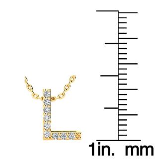 Letter L Diamond Initial Necklace In 14K Yellow Gold With 9 Diamonds