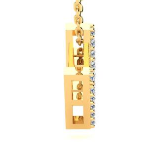 Letter M Diamond Initial Necklace In 14K Yellow Gold With 13 Diamonds