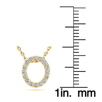 Letter O Diamond Initial Necklace In 14K Yellow Gold With 13 Diamonds