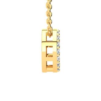 Letter Q Diamond Initial Necklace In 14K Yellow Gold With 13 Diamonds