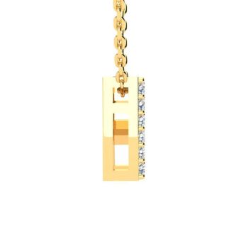 Letter R Diamond Initial Necklace In 14K Yellow Gold With 13 Diamonds