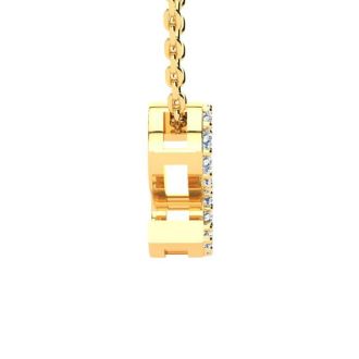 Letter S Diamond Initial Necklace In 14K Yellow Gold With 13 Diamonds